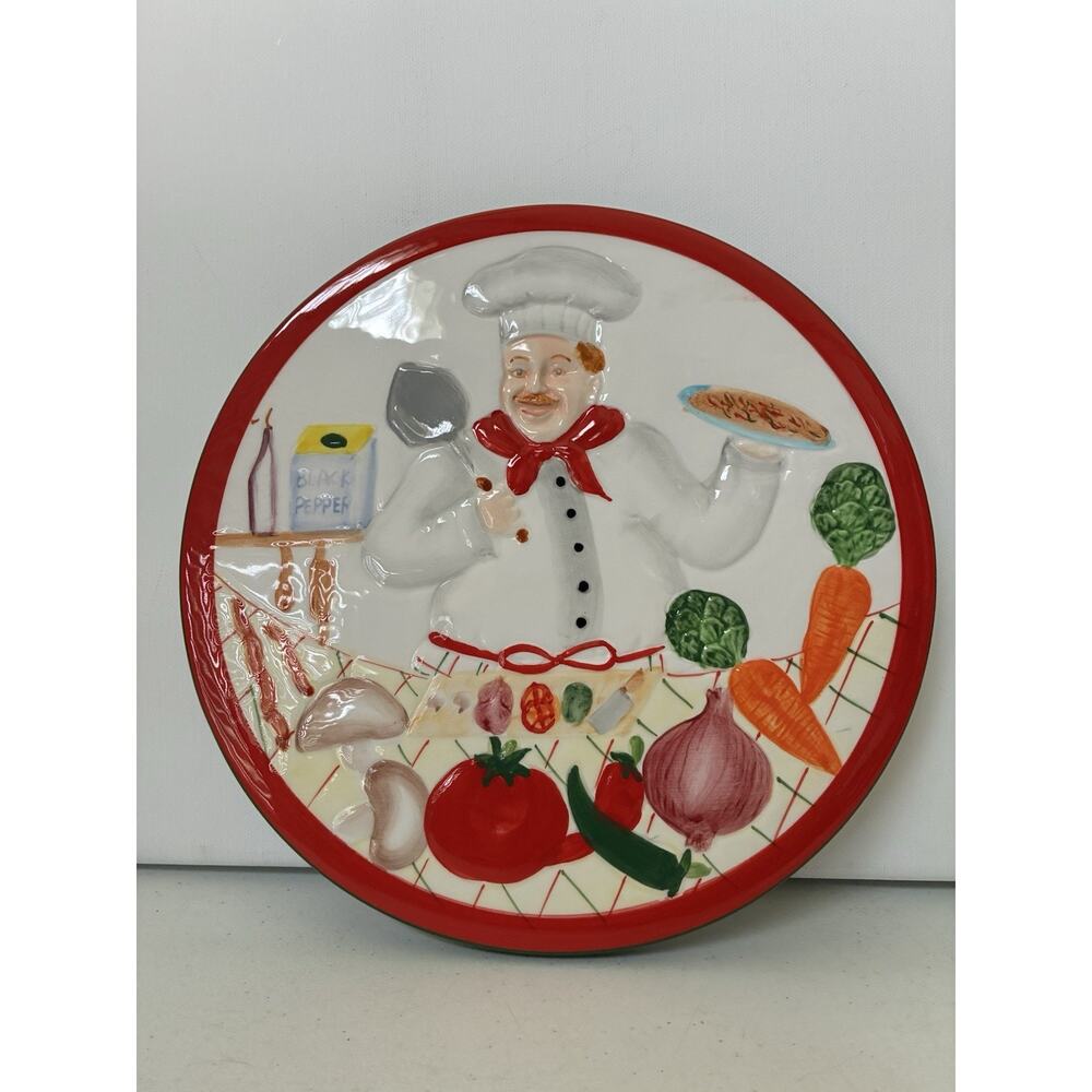 Gourmet Chef Trivet Reverse For Wall Plaque Hand Painted Fine Ceramicware - Picture 2 of 12